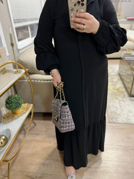 Black Ruffled Sleeve Abaya